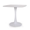 White Square Dining Table, Modern Tulip Kitchen Dinner Table with Pesdestal Base for 2 or 4 Persons, White