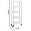 5-Tier Kitchen Trolley White 16.5"x11.4"x50.4" Iron and ABS