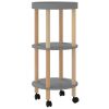 3-tier Trolley Gray 15"x15"x32.3" Engineered Wood&Solid Wood Pine