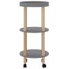 3-tier Trolley Gray 15"x15"x32.3" Engineered Wood&Solid Wood Pine