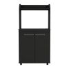 Charlotte 1-Shelf 2-Door Kitchen Pantry Black Wengue