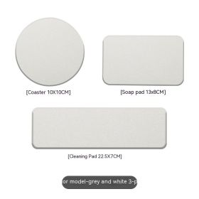 Natural Diatom Mud Hydrophilic Pad Simple Washstand Storage Pad (Option: Grey White Three Piece Set)