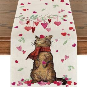 Table Decor Valentine's Day Table Runner Linen Printed Tablecloth (Color: Style 4)