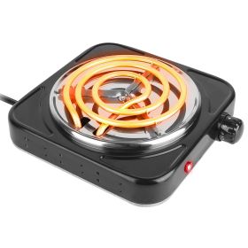 1000W Electric Single Burner Portable Coil Heating Hot Plate Stove Countertop RV Hotplate with Non Slip Rubber Feet 5 Temperature Adjustments (Color: Black)