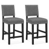 38.5/43.5 Inch Set of 2 Counter Height Chairs with Solid Rubber Wood Frame