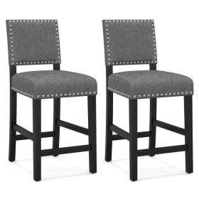 38.5/43.5 Inch Set of 2 Counter Height Chairs with Solid Rubber Wood Frame (size: M)