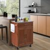 Wooden Kitchen Rolling Storage Cabinet with Stainless Steel Top