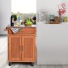 Wooden Kitchen Rolling Storage Cabinet with Stainless Steel Top