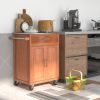 Wooden Kitchen Rolling Storage Cabinet with Stainless Steel Top