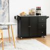 Kitchen Island 2-Door Storage Cabinet with Drawers and Stainless Steel Top