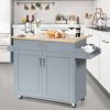 Rolling Kitchen Island Cart with Towel and Spice Rack