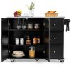 Kitchen Island 2-Door Storage Cabinet with Drawers and Stainless Steel Top