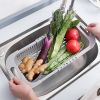 1pc Retractable Fruits And Vegetables Drain Basket; Extendable Over The Sink; Adjustable Strainer; Sink Washing Basket For Kitchen