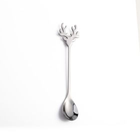 Creative 304 Cherry Blossom Dessert Coffee Cocktail Stirring Ice Spoon Hand Gift (Option: Elk Spoon Silver)